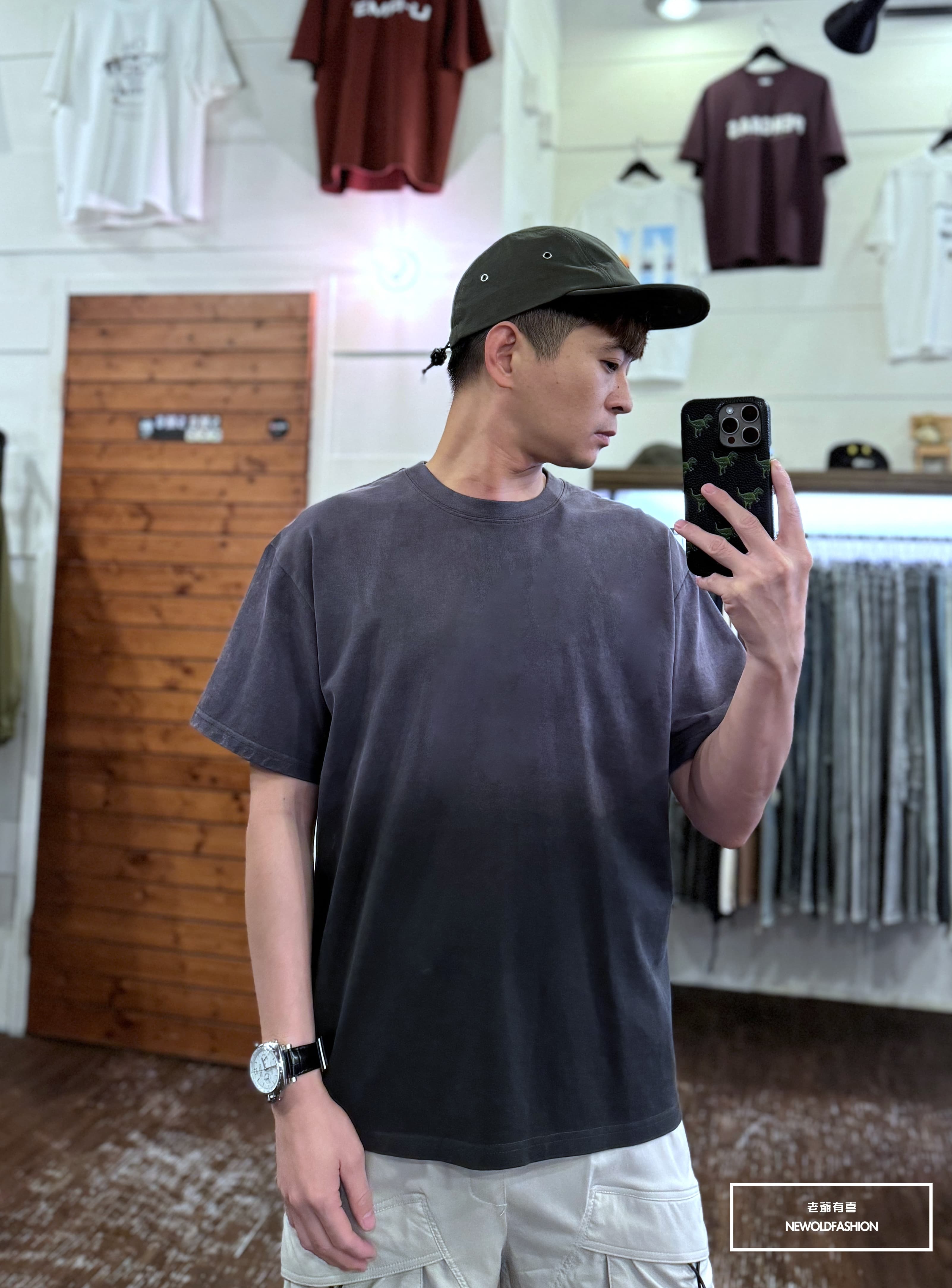 『新品上市』重磅雙色暈染水洗短T(NOF2405S001)-深灰