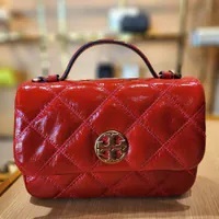 [S] TORY BURCH WILLA SHINE MINI TOP HANDLE BAG,FIESTE RED, 153366-623 (STB575)