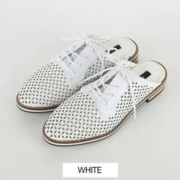 SC2739 尖方頭鏤空綁帶低跟拖鞋