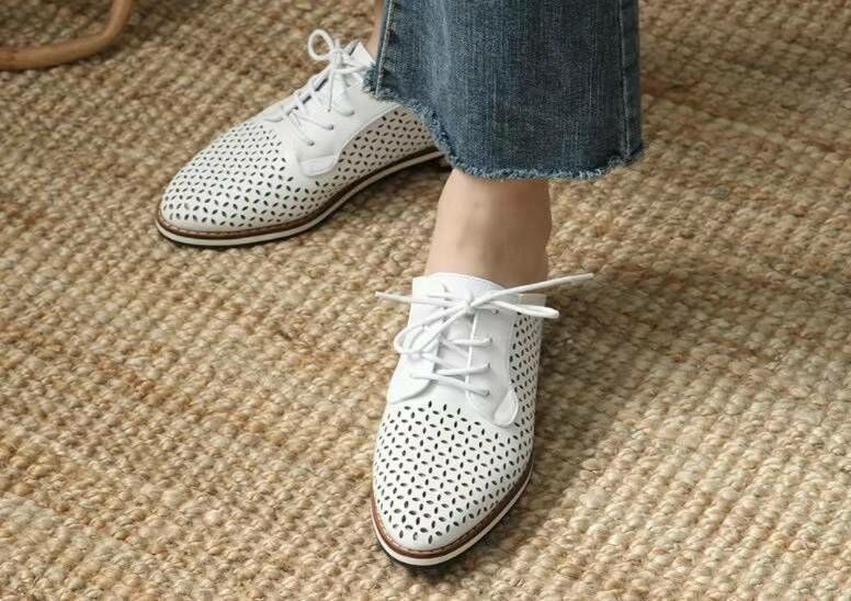 SC2739 尖方頭鏤空綁帶低跟拖鞋