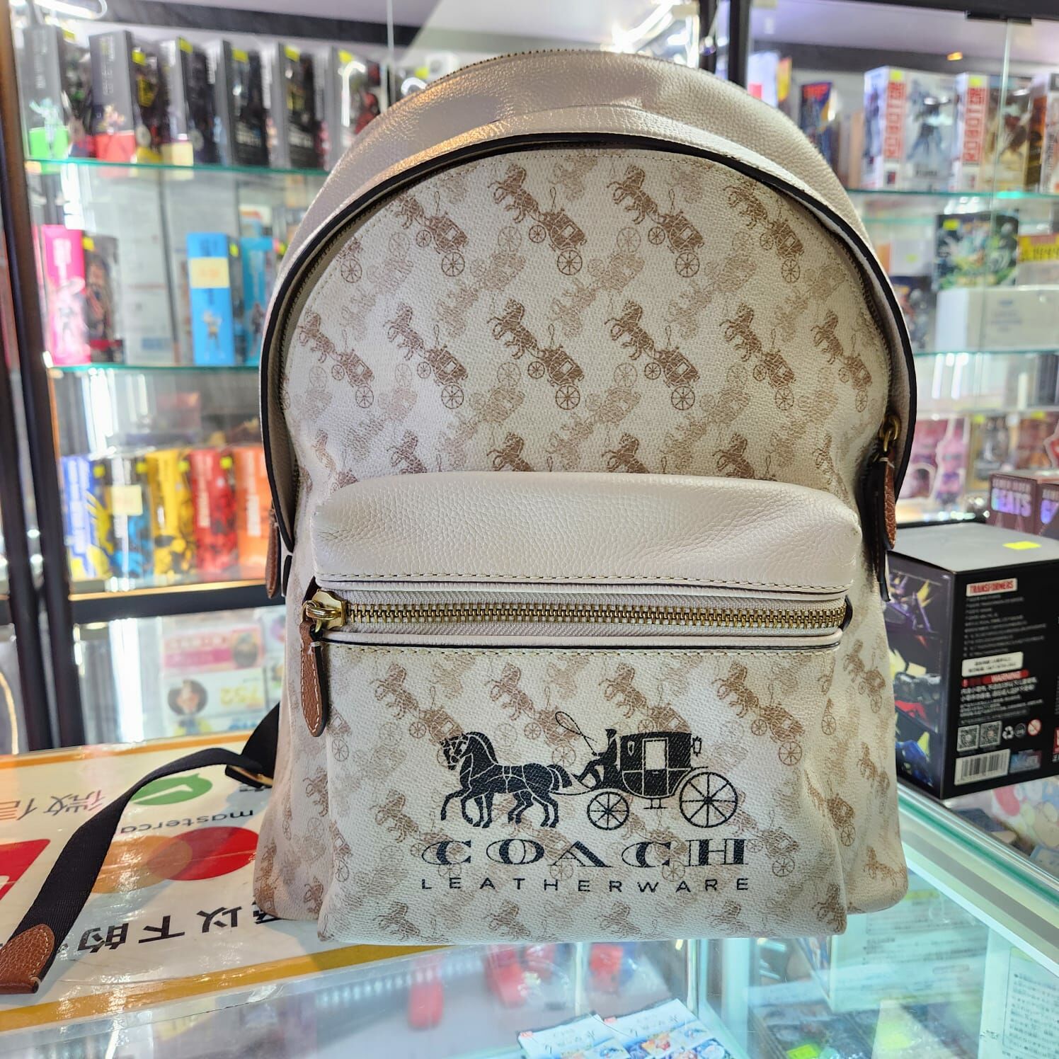 （日本直送）95%新 COACH-防刮滿版馬車雙拉鍊手提/後背包
