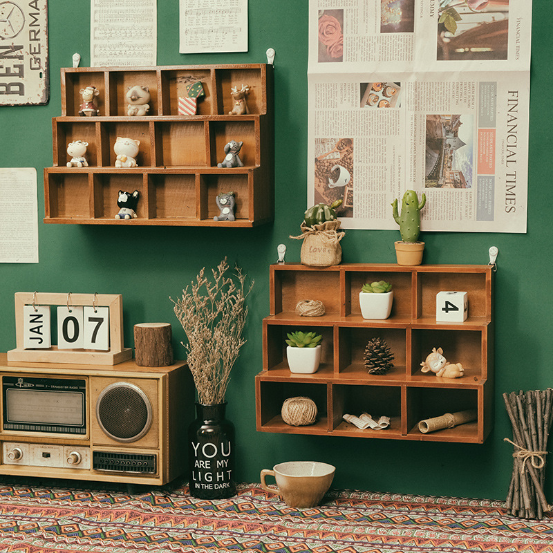 《4324》復古風木質梯形桌面收納格