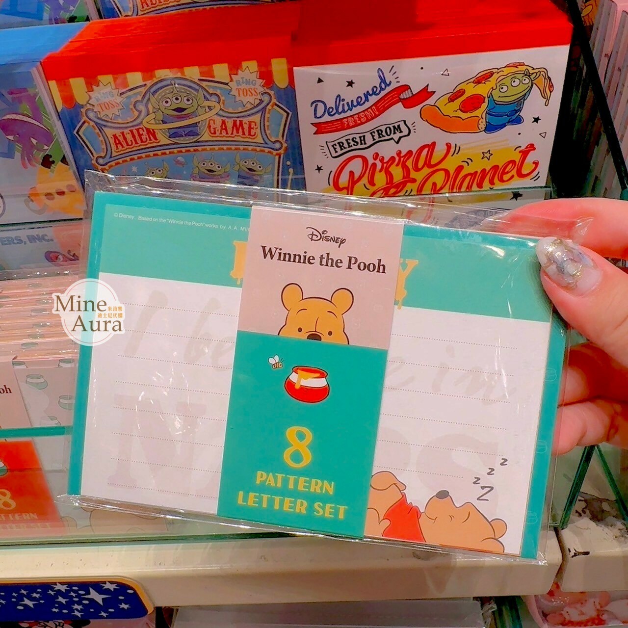 小熊維尼 Winnie the Pooh 睡覺圖案 綠色 pattern letter set 信封套組 (8入) -香港迪士尼樂園