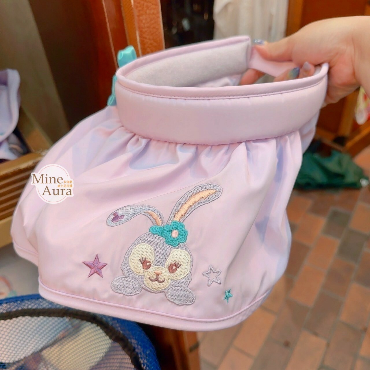 史黛拉露 星黛露 StellaLou 刺繡大頭 藍色花朵造型 遮陽帽 帽子 -香港迪士尼樂園