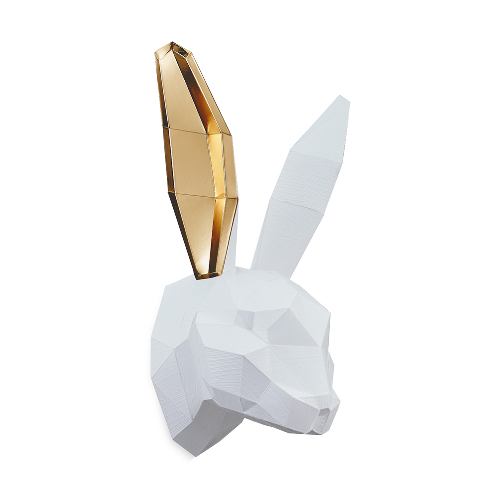 兔頭(白木紋/金箔耳)拼圖