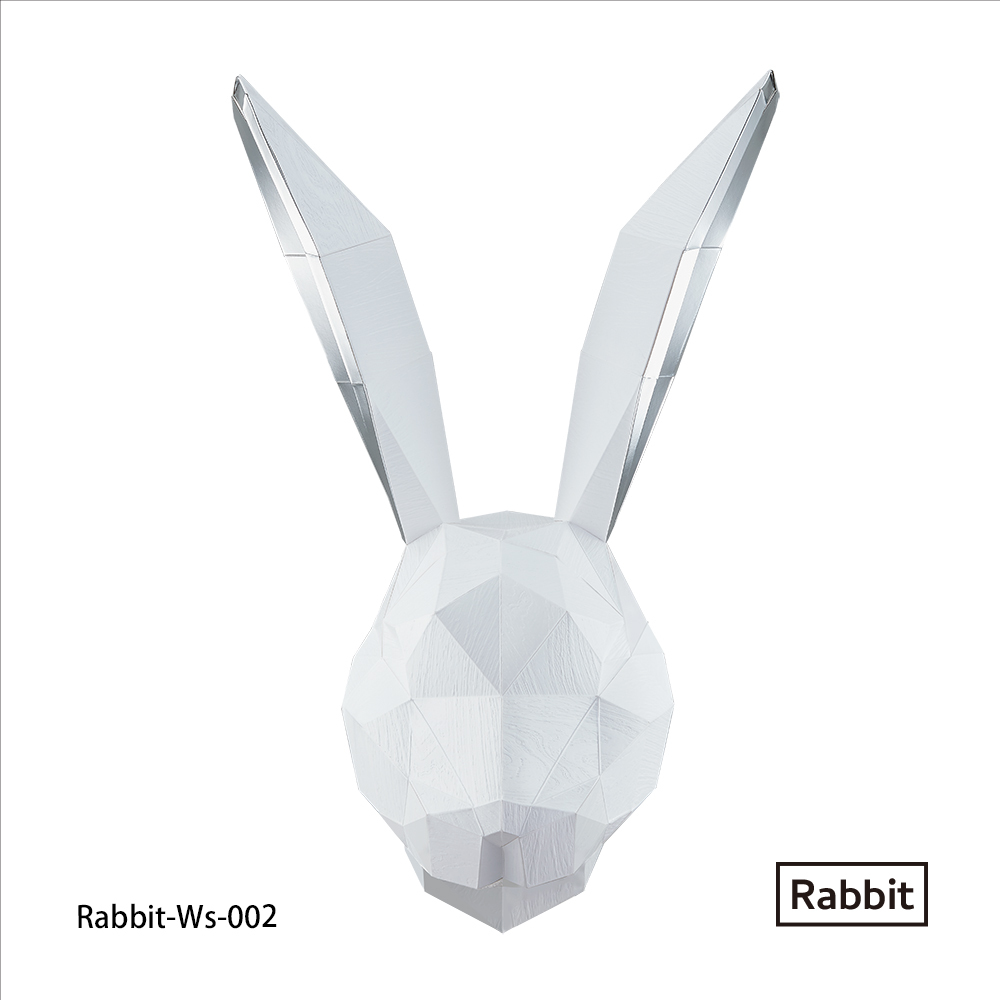 兔頭(白木紋/銀箔耳)拼圖