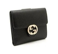 [S] GUCCI GG LOGO FLAP COMPACT WALLET,BLACK, 615525CA00G-1000 (SGC71)