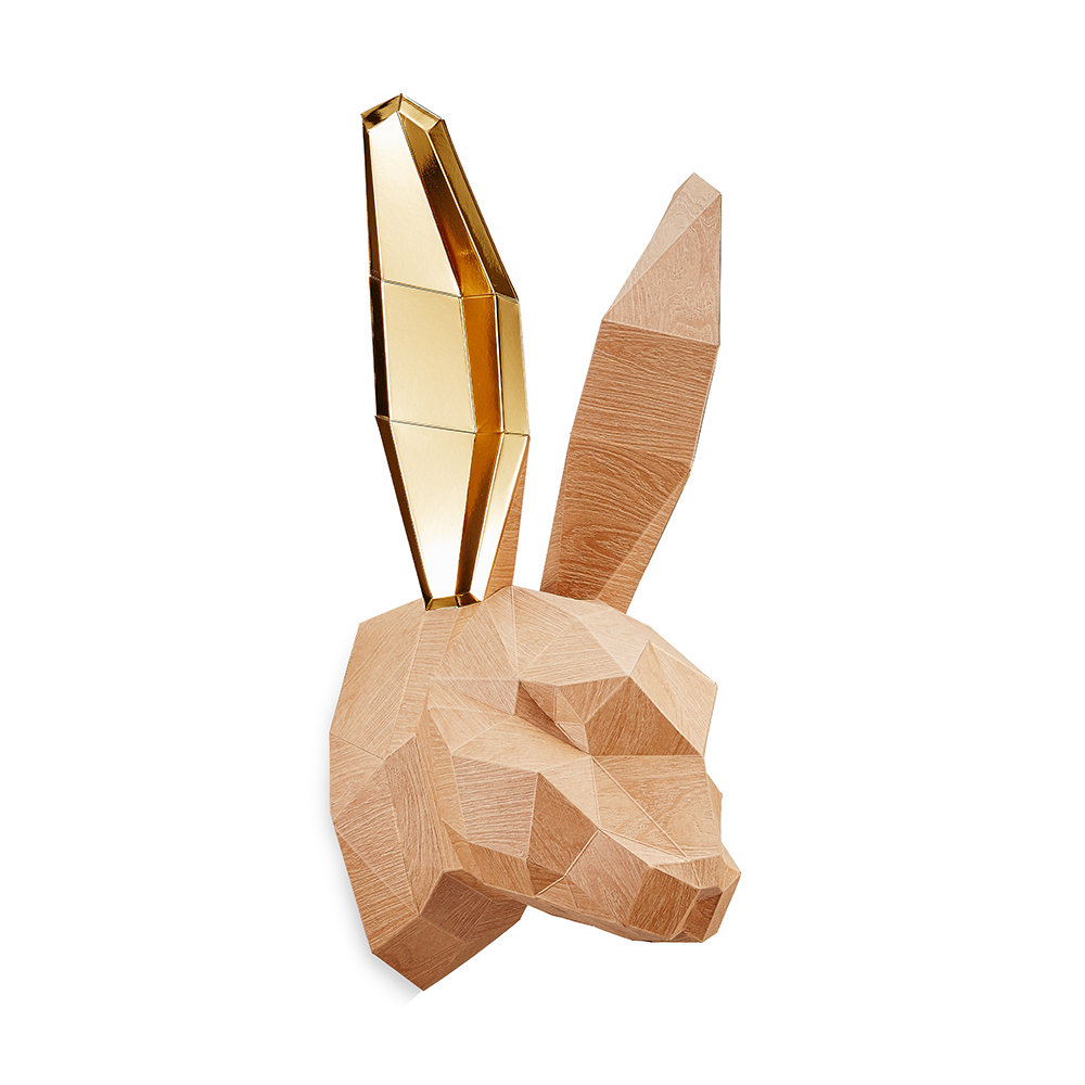 兔頭(牛皮木紋/金箔耳)拼圖