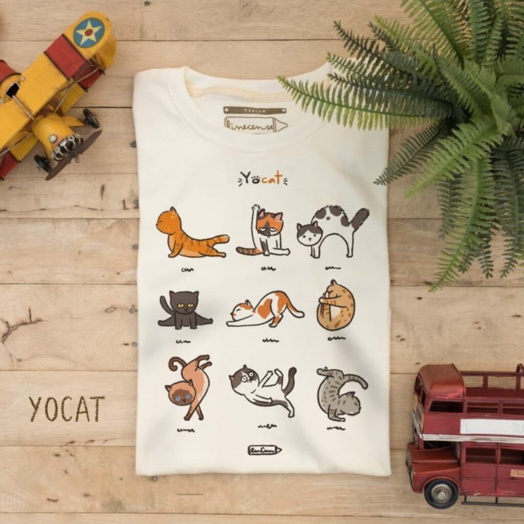 現貨清貨 🇹🇭 泰國 瑜伽貓咪 T-Shirts (T6/L266) 【清貨貨品不設退換】