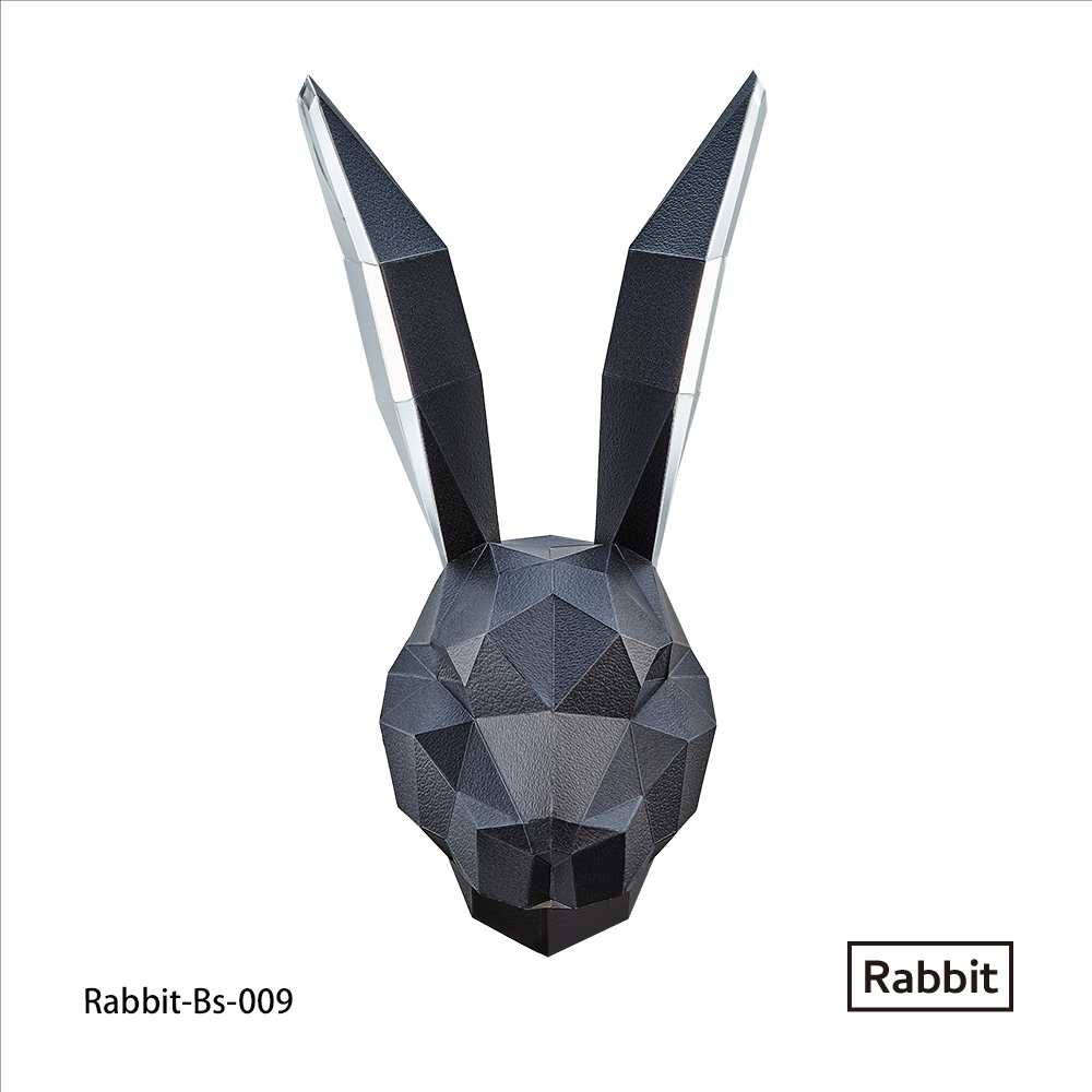 兔頭(黑皮革紋/銀箔耳)拼圖