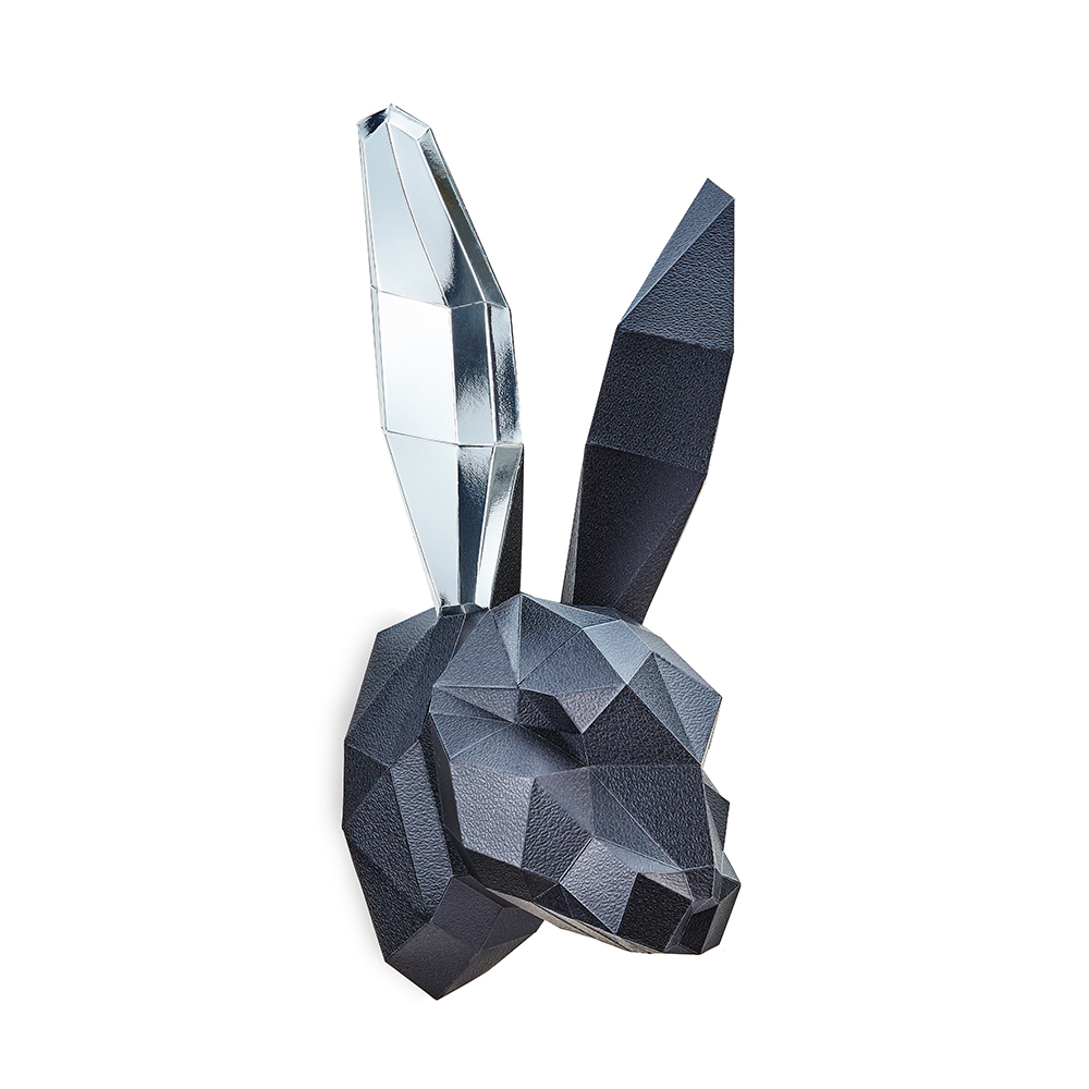 兔頭(黑皮革紋/銀箔耳)拼圖