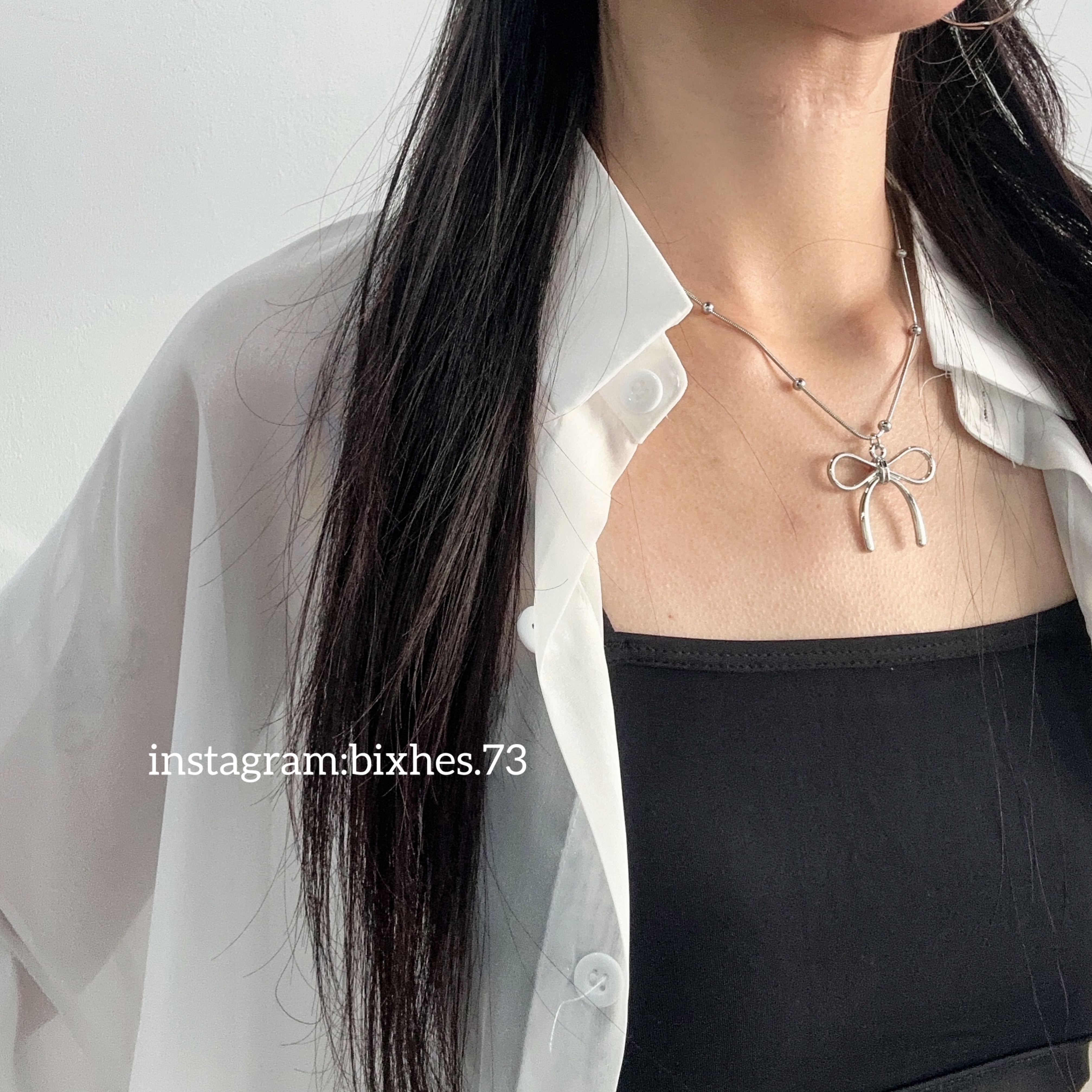 蝴蝶結小圓珠項鍊(K00068)