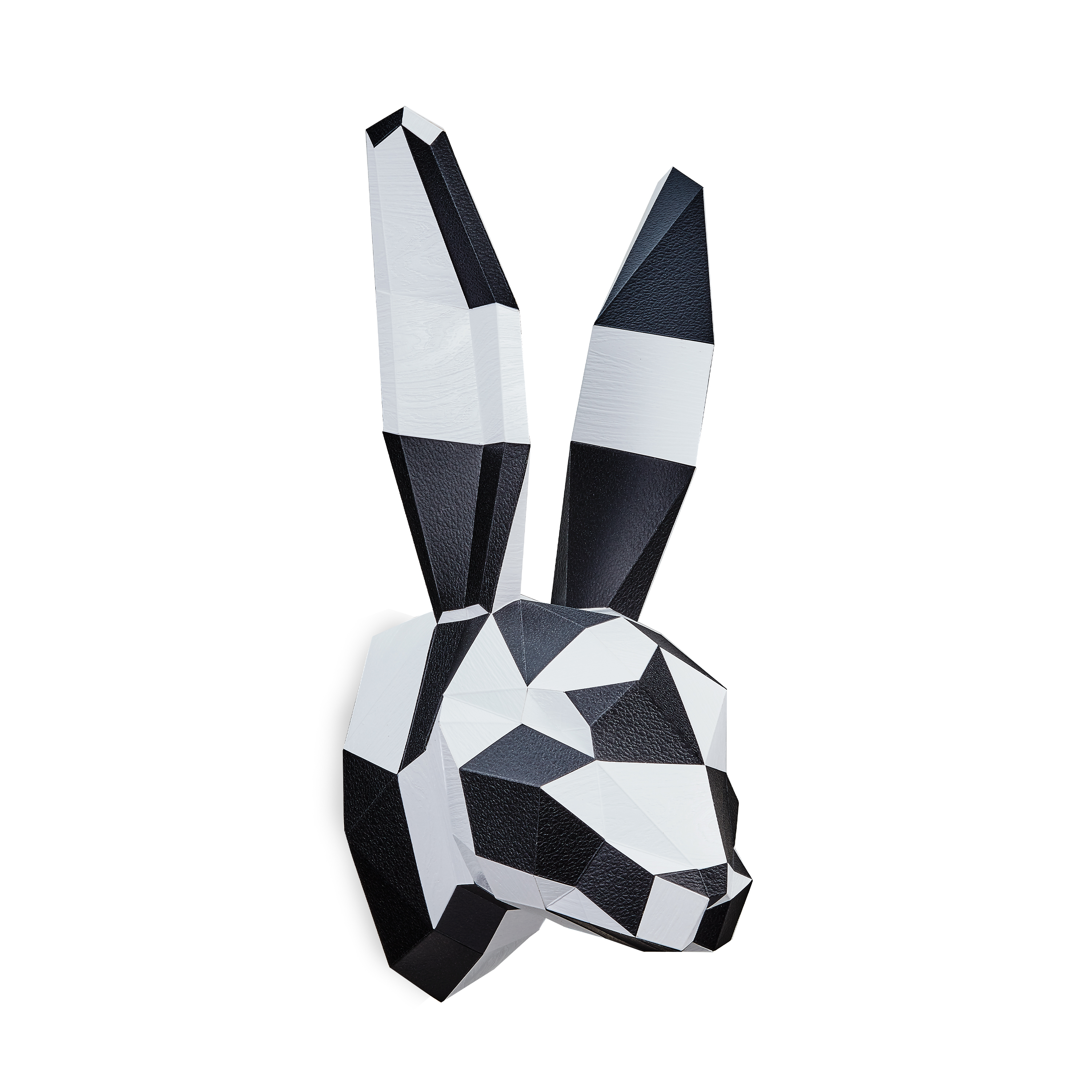 兔頭(白木紋)拼圖+兔頭(黑皮革紋)拼圖