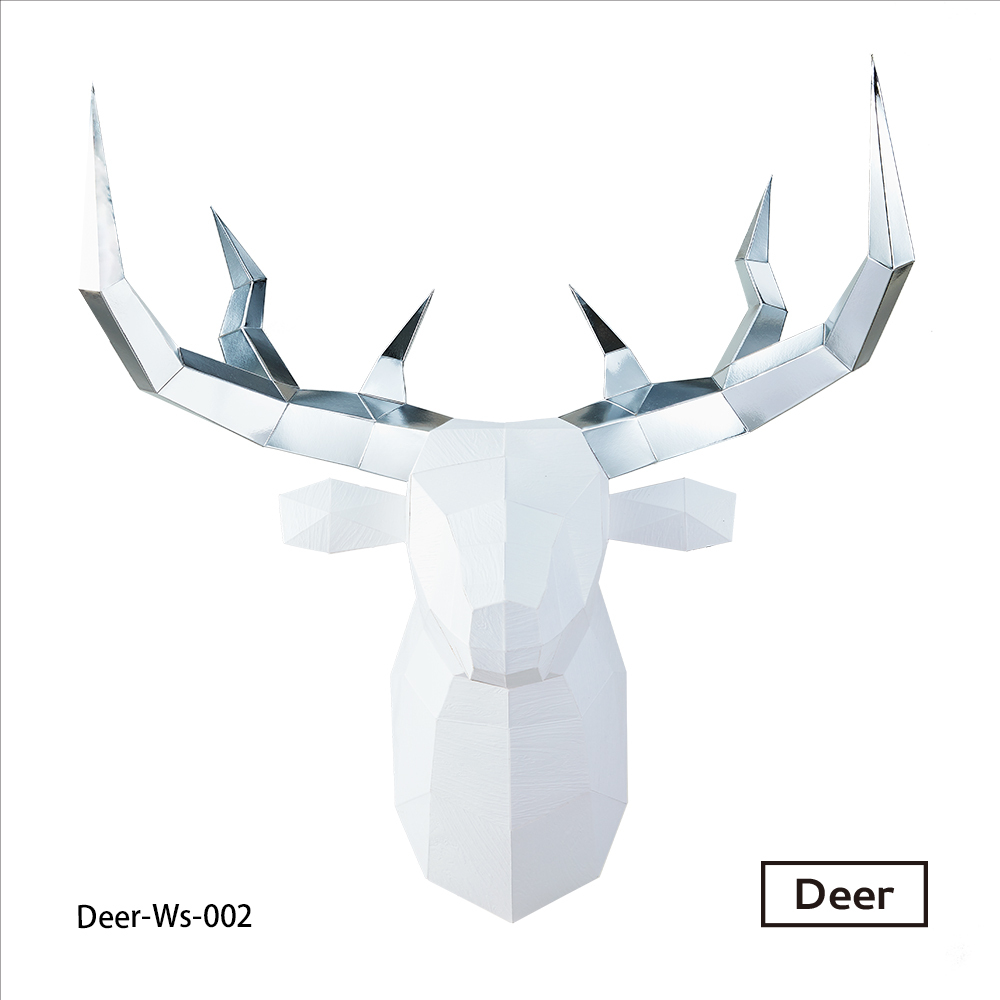 鹿頭(白木紋/銀箔角)拼圖