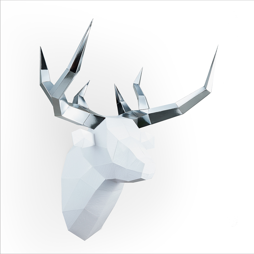 鹿頭(白木紋/銀箔角)拼圖