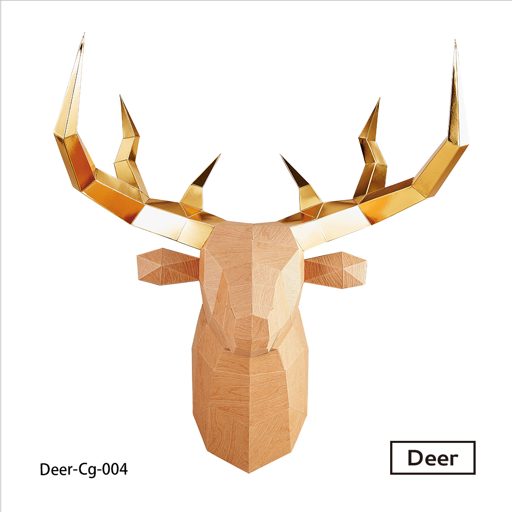鹿頭(牛皮木紋/金箔角)拼圖