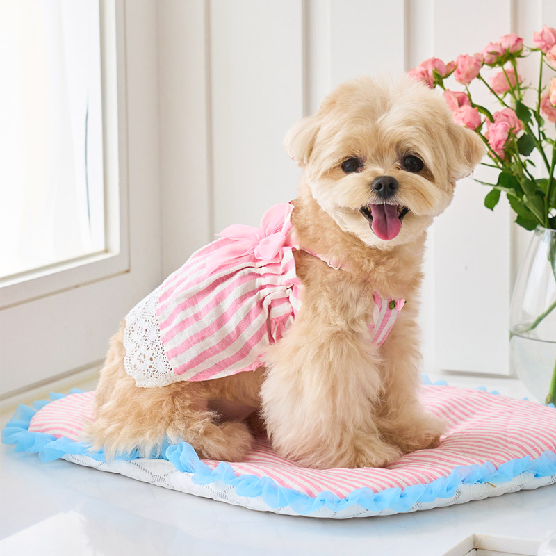 SunDress輕薄亞麻連衣裙-條紋粉- It’s sunny outside