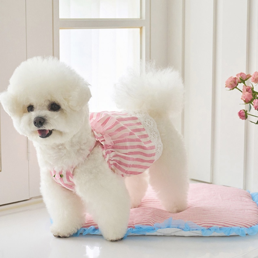 SunDress輕薄亞麻連衣裙-條紋粉- It’s sunny outside