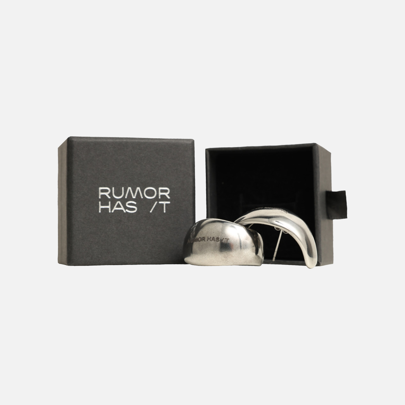 Metal Logo Width Hoop Earrings