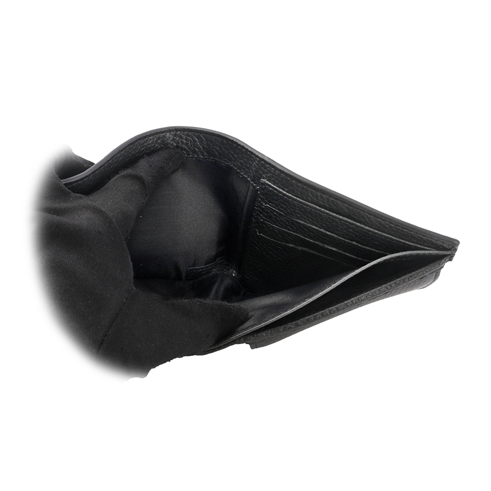 【BALLY】Ribbon 黑白條紋牛皮對開零錢袋短夾(黑色) 6304557