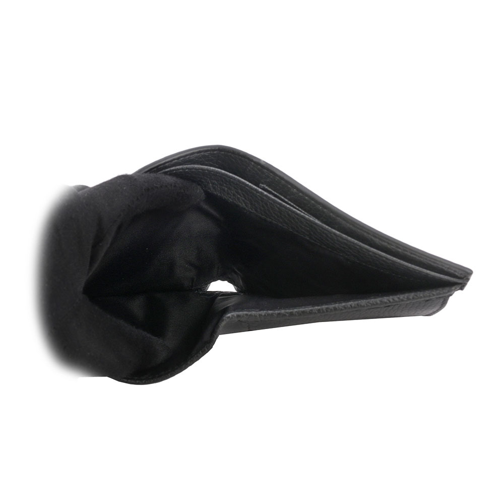 【BALLY】Ribbon 黑白條紋牛皮對開零錢袋短夾(黑色) 6304557