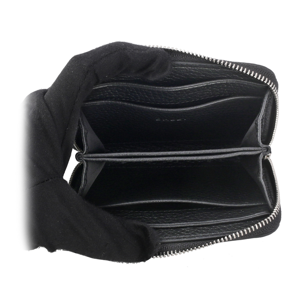 【BALLY】Ribbon 黑白條紋牛皮ㄇ形拉鍊卡包/零錢包(黑色) 6305143