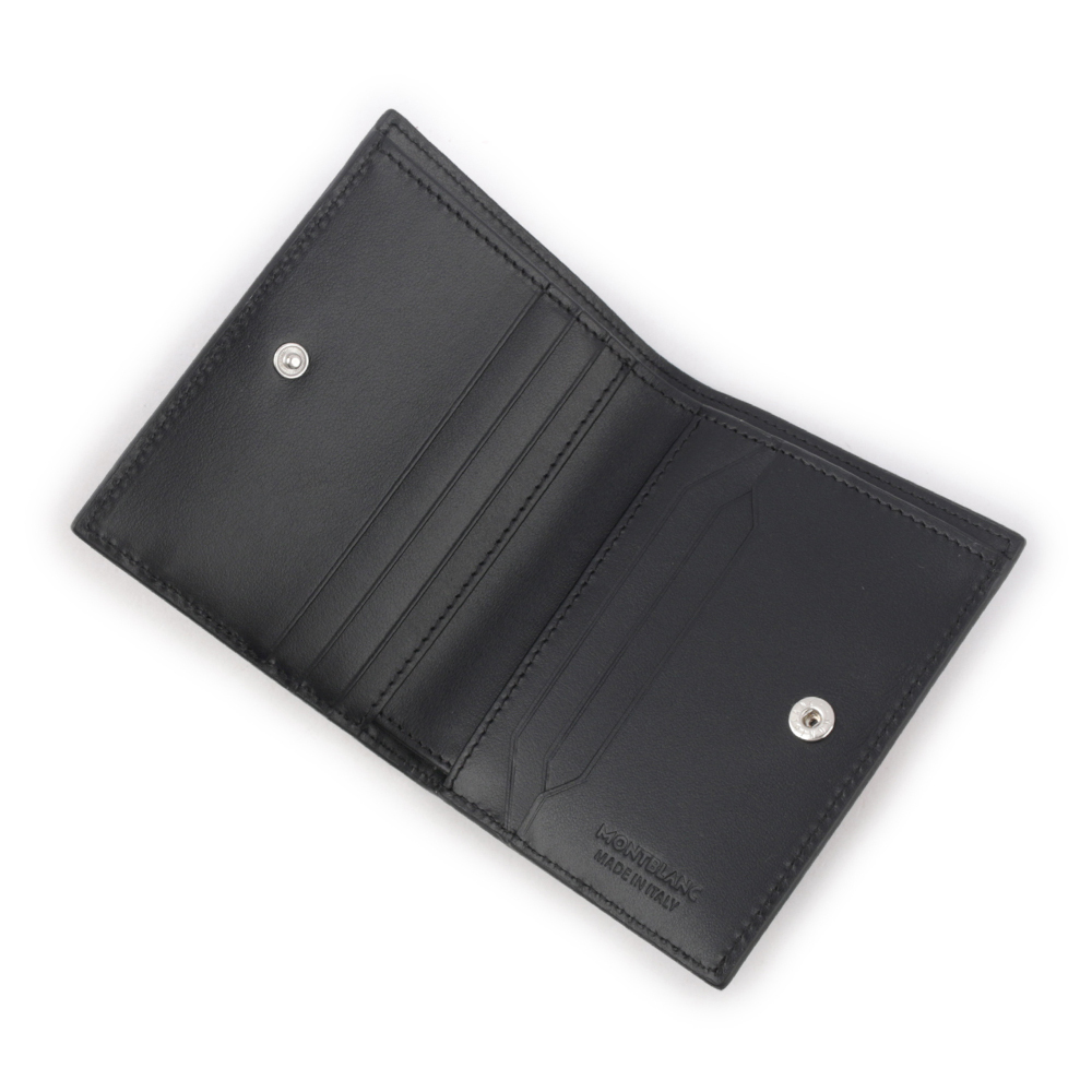 【MONT BLANC】Meisterstuck 系列平滑牛皮6卡釦式迷你短夾(黑色) 129677