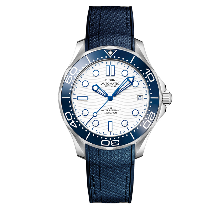 【DIDUN 迪頓】DDN-015 遊艇款 帶日期 21寶石軸承 波浪面盤 矽膠 機械錶-