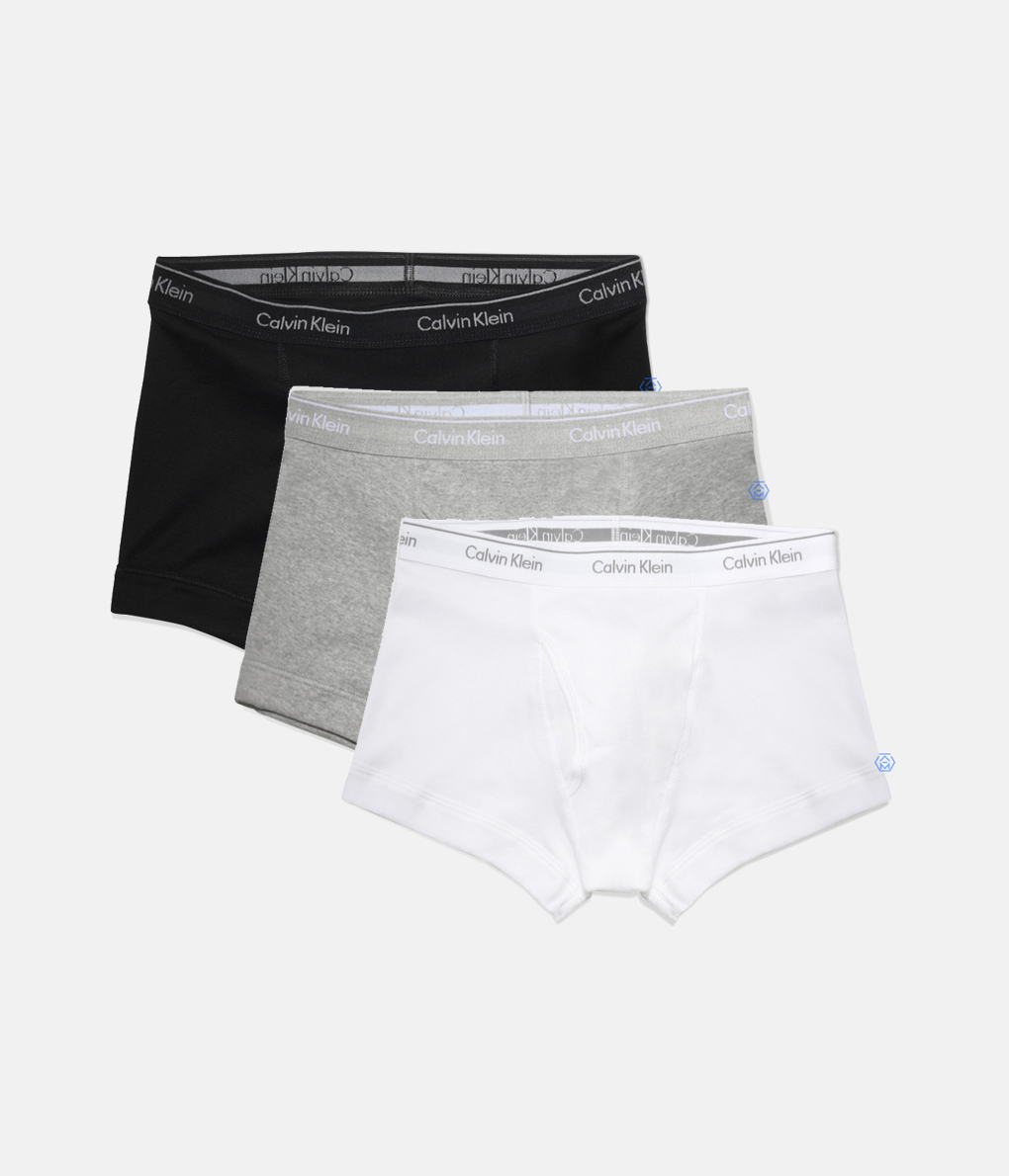 Calvin Klein 100% Cotton Trunks 黑灰白內褲 (NB4002A-MP1) (3入組)