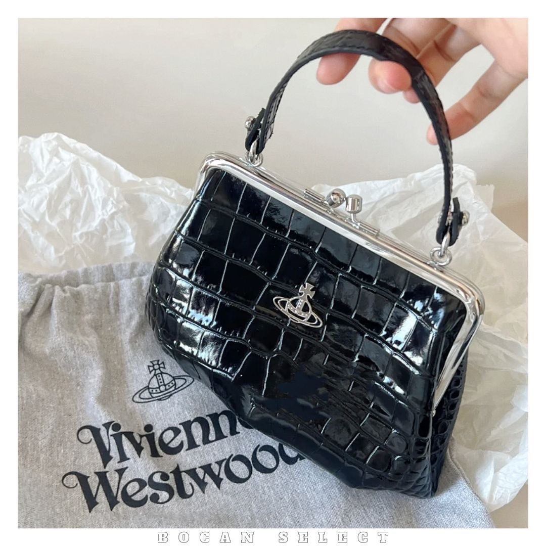 <限時折扣😍> VIVIENNE WESTWOOD 西太后 黑色 鱷魚壓紋 牛皮包
