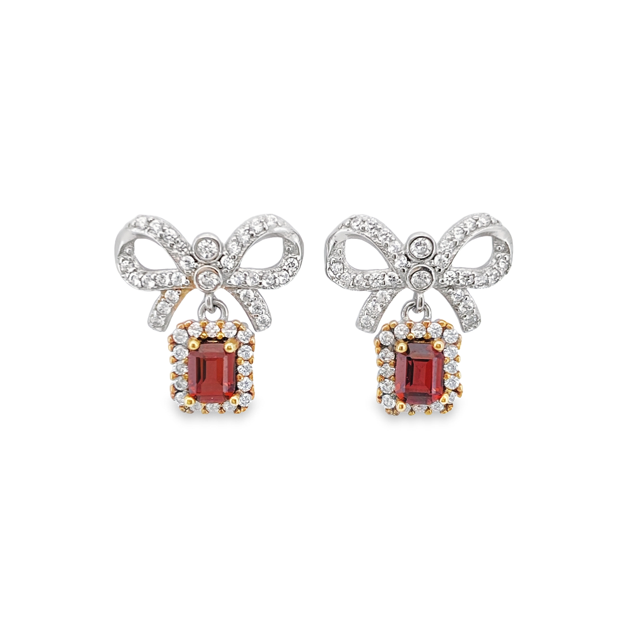 T83蝴蝶結石榴石耳環