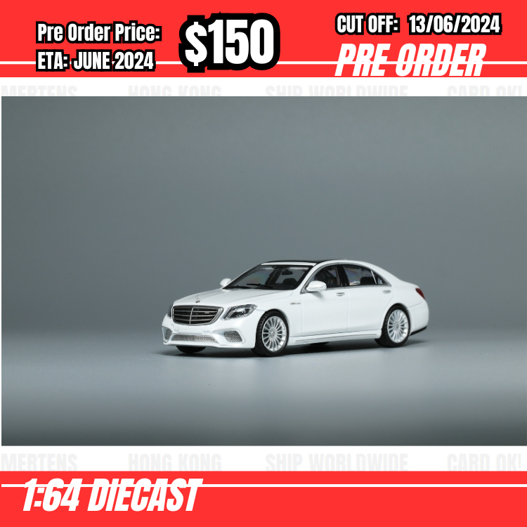 PO-$150 * King Model * 1:64 S Class W222 AMG S65L V12 Metallic White [OD11/06]