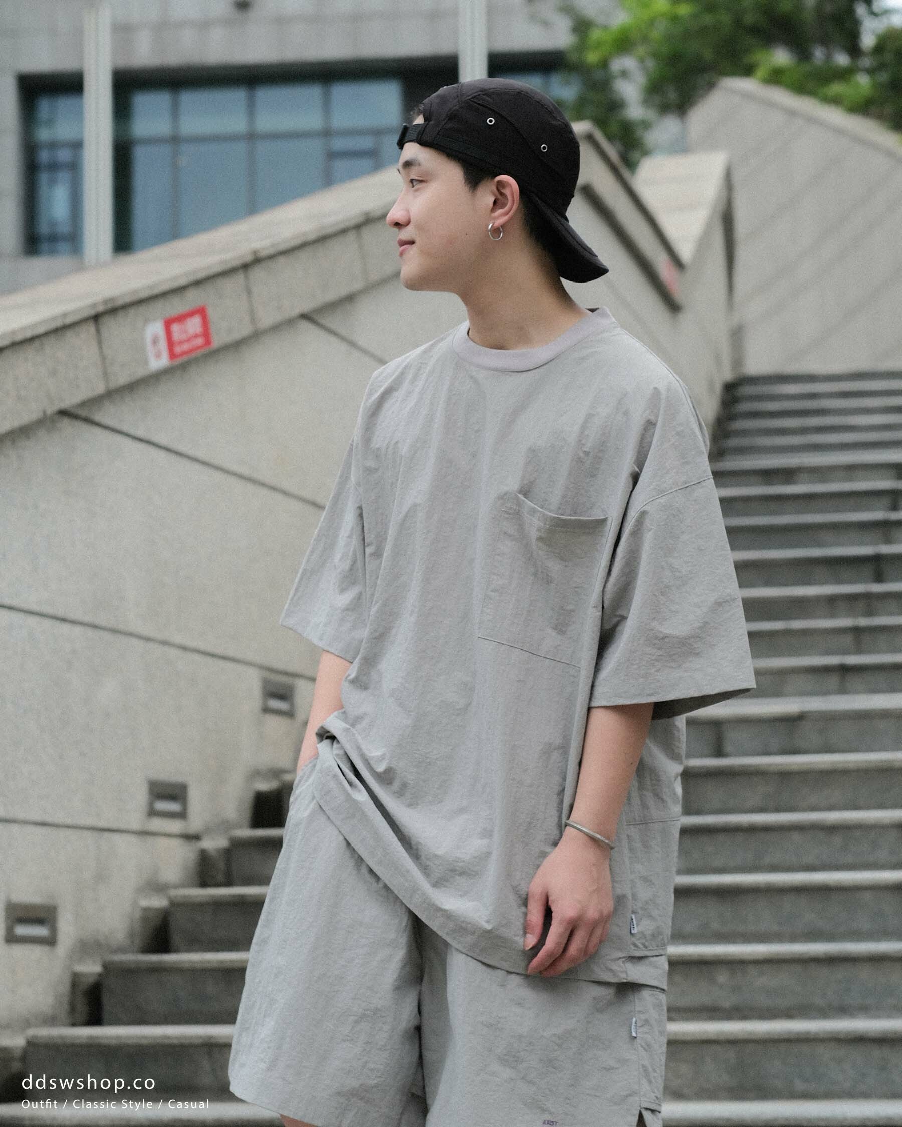 ANST LOGO刺繡層次短T 黑色/淺灰  AN.38