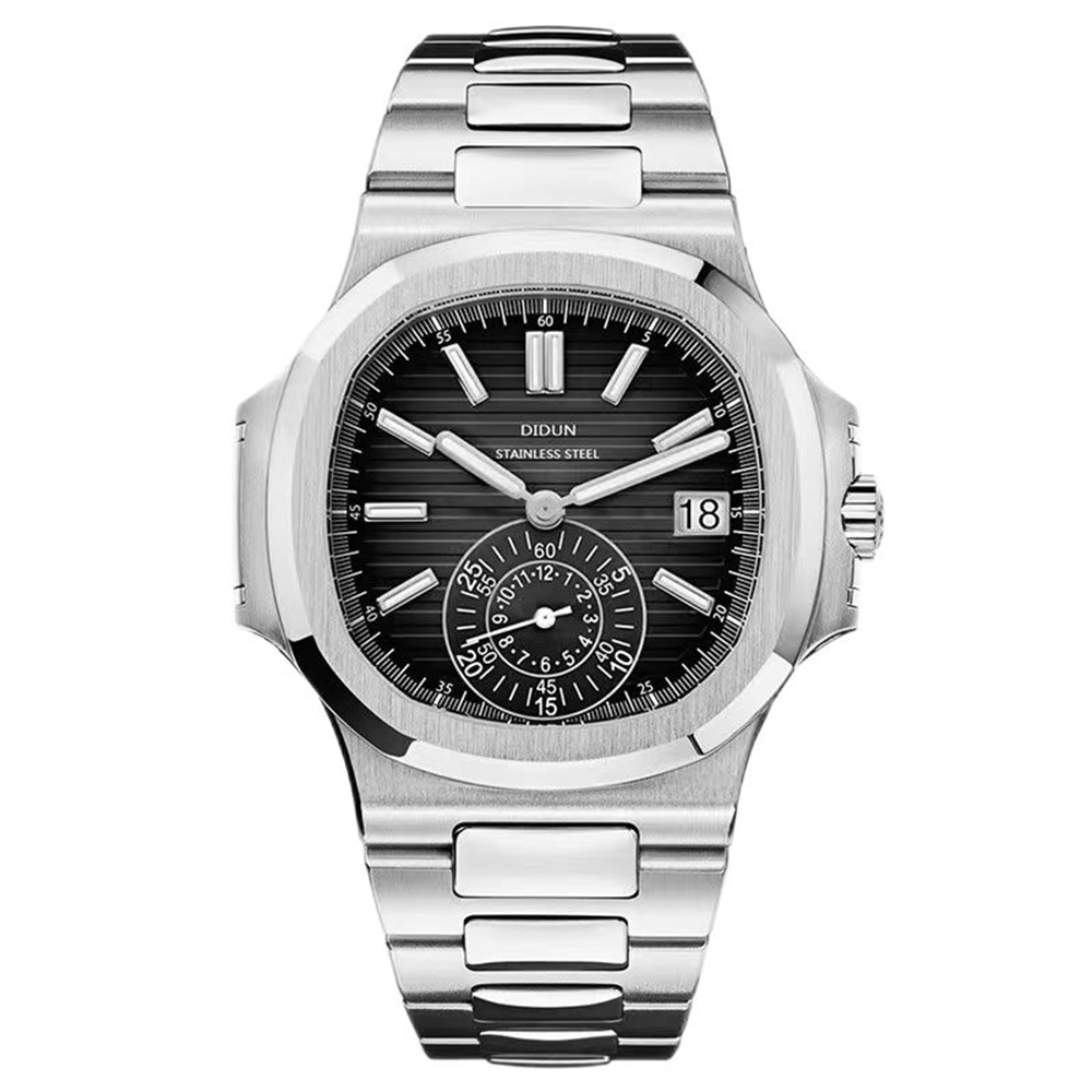 【DIDUN 迪頓】鸚鵡螺款 帶日期 浮雕錶盤 不鏽鋼 夜光石英錶 DDN-018 -