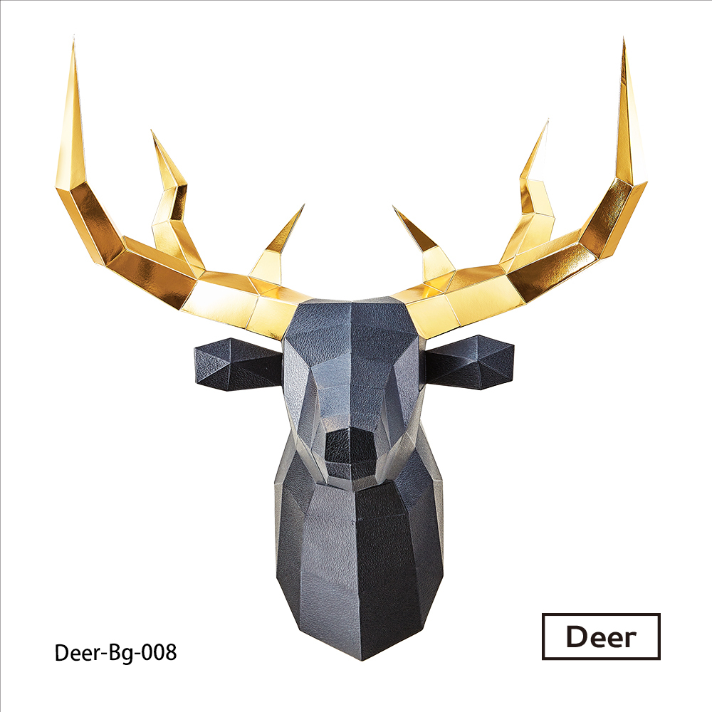 鹿頭(黑皮革紋/金箔角)拼圖