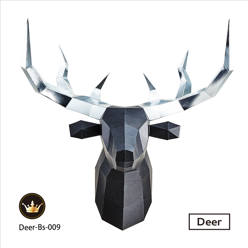 鹿頭(黑皮革紋/銀箔角)拼圖