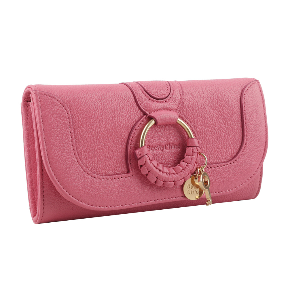 【SEE BY CHLOE】HANA系列壓釦翻蓋長夾(粉紅色) CHS24UP761E40 6O1