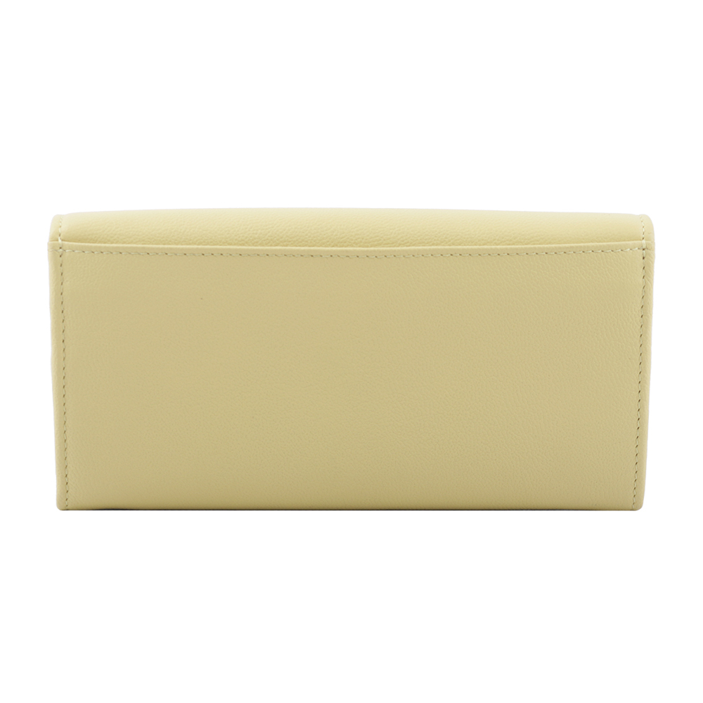 【SEE BY CHLOE】Lizzie 弧形標誌牛皮翻蓋長夾(黃綠色) CHS23AP582388 35T