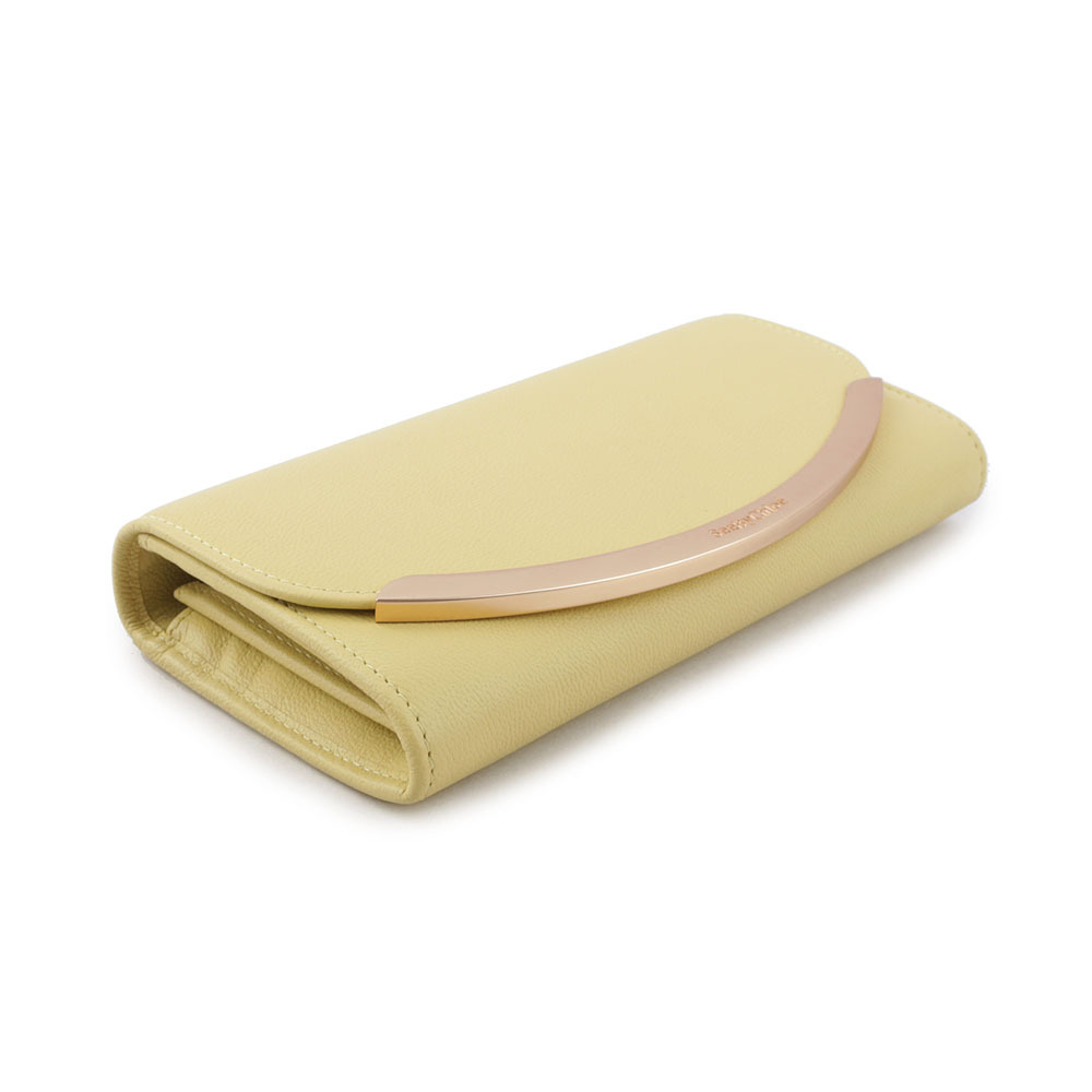 【SEE BY CHLOE】Lizzie 弧形標誌牛皮翻蓋長夾(黃綠色) CHS23AP582388 35T