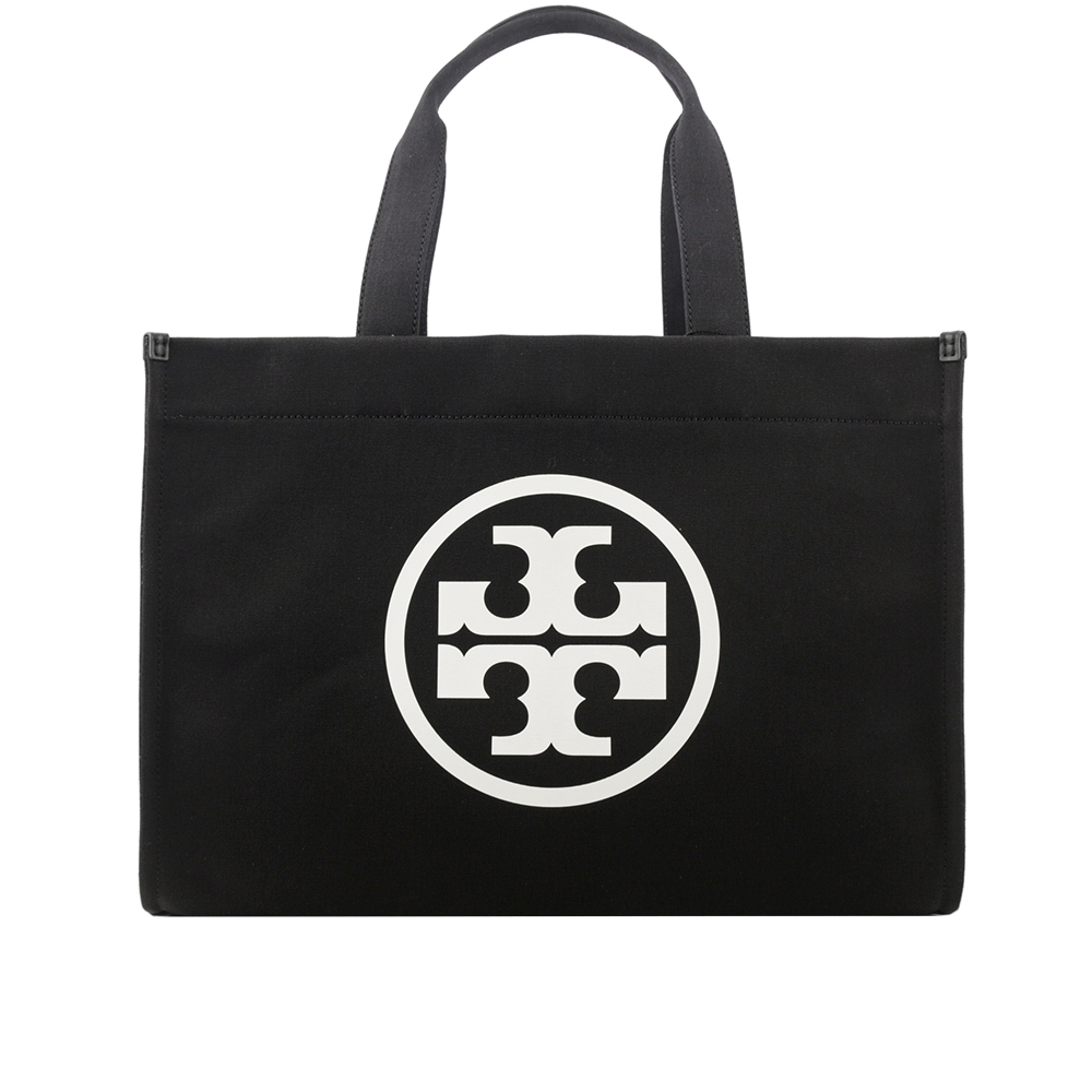【TORY BURCH】Ella 圓形標誌棉質帆布大款托特包