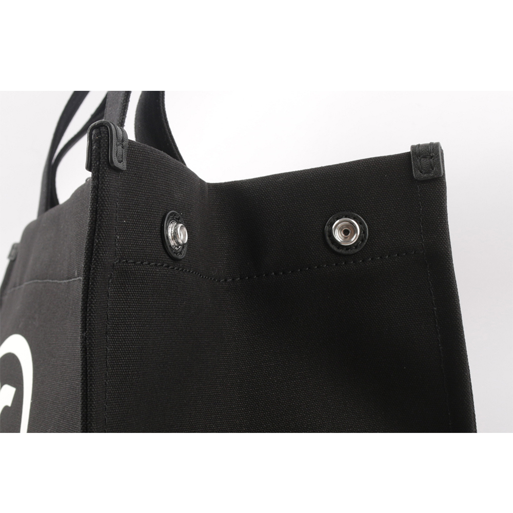 【TORY BURCH】Ella 圓形標誌棉質帆布大款托特包(黑色) 148792 001