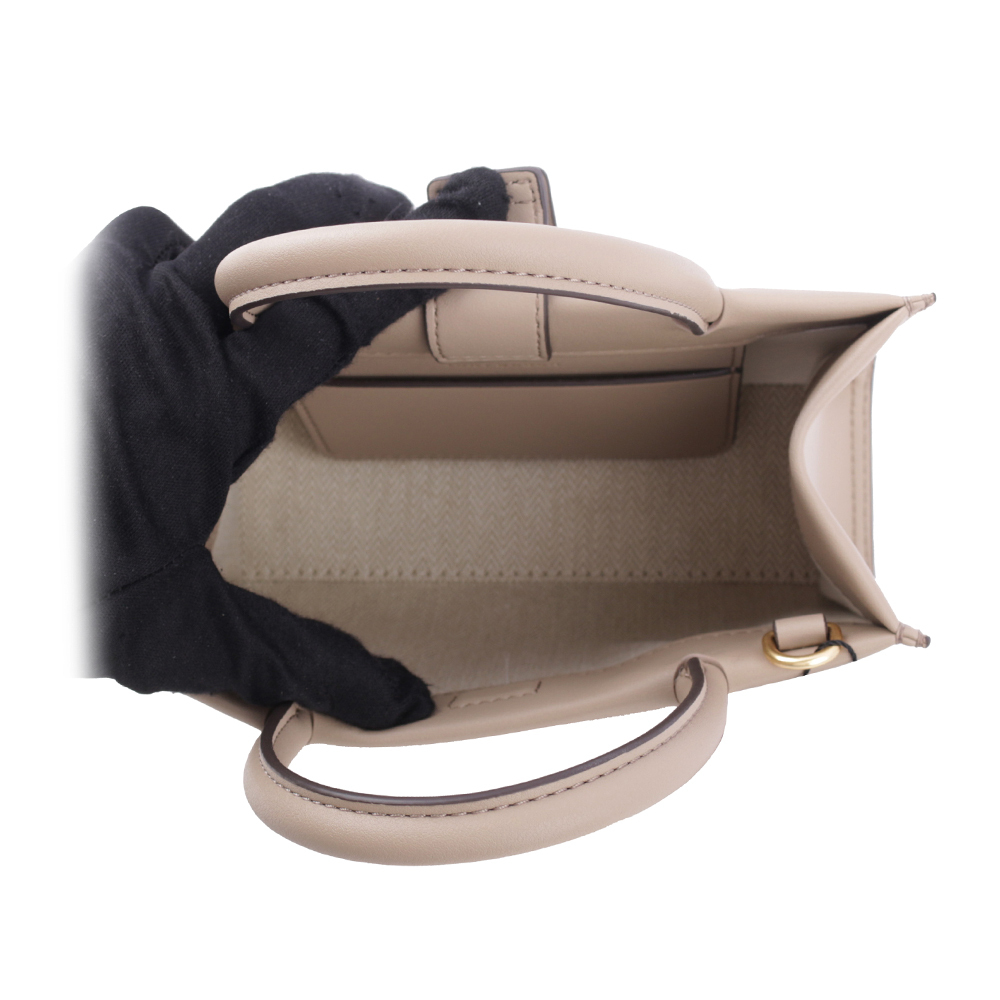 【TORY BURCH】Ella 圓形標誌牛皮迷你二用托特包(陶灰色) 145613 201