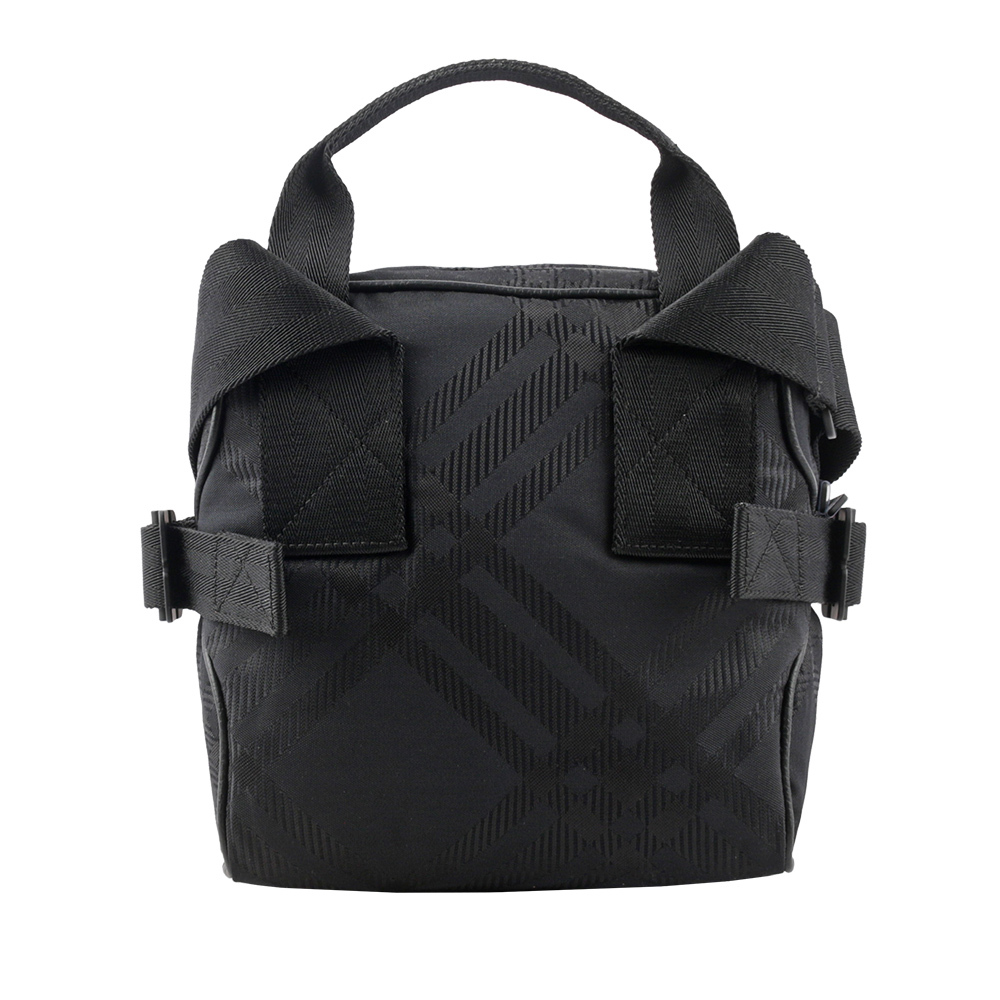 【BURBERRY】格紋緹花帆布手提/斜背二用包(黑色) 8080900 A1189