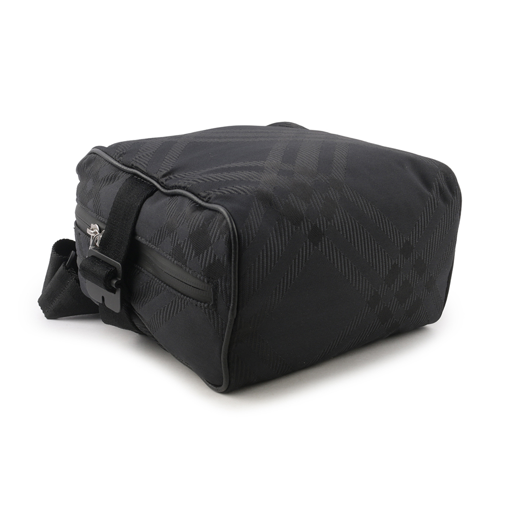 【BURBERRY】格紋緹花帆布手提/斜背二用包(黑色) 8080900 A1189