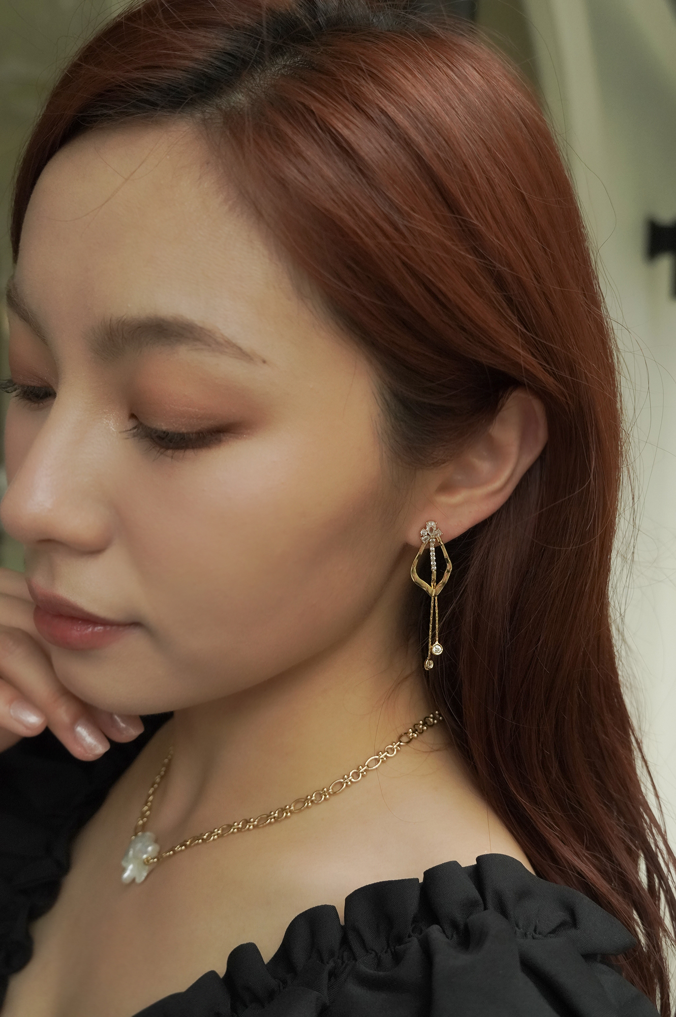 18KGP Eternal night耳環