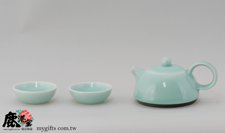 鹿港窯禮品館|玉青瓷器-茶具組【春壺】1壺2杯