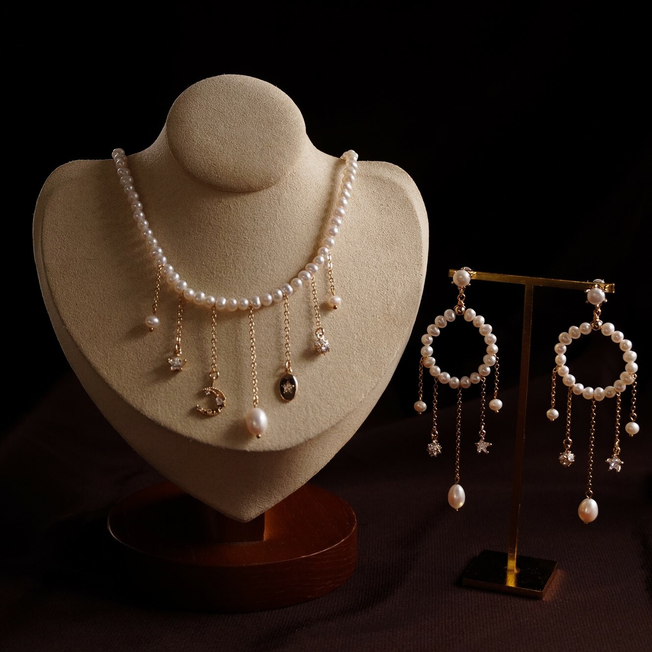 18KGP Pearl cascade耳環