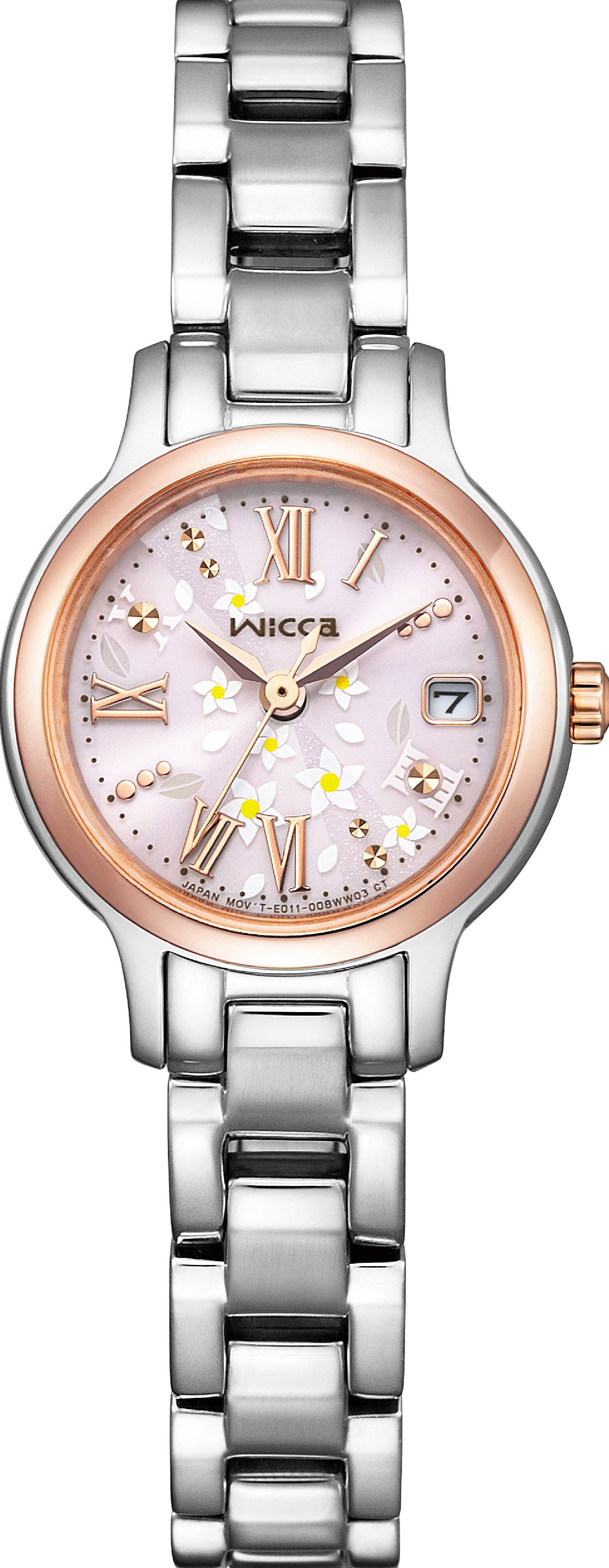 萬年鐘錶 - Citizen - Wicca   公主系列  台灣限定款  花園面盤太陽能不鏽鋼女錶 KH4-939-93  錶徑24MM