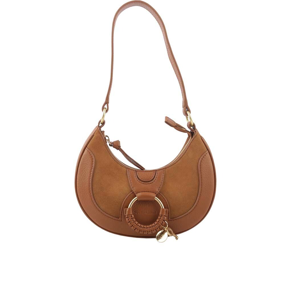 【See by Chloé】Hana 牛皮拼麂皮半月肩背包