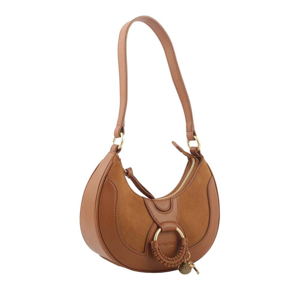 【See by Chloé】Hana 牛皮拼麂皮半月肩背包